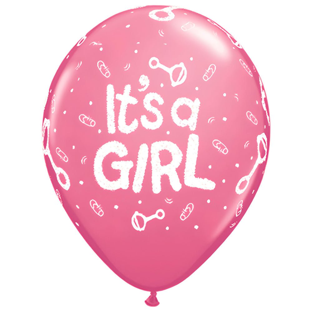 Girls 11 Inch It's A Girl Rattle Latex Balloons