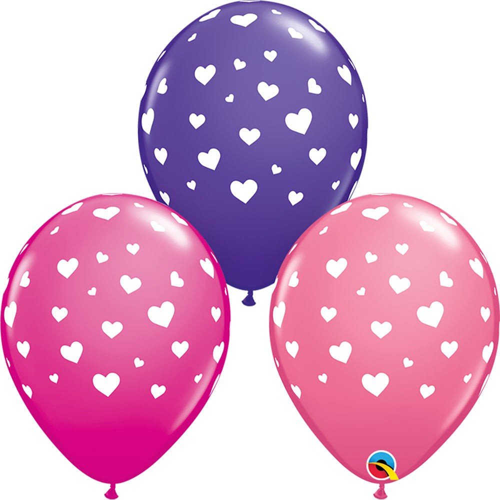 Latex Balloons Girls Hearts-A-Round