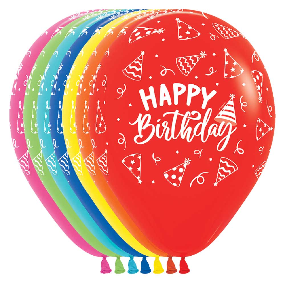 Latex Balloons Happy Birthday Hats 11 Inch