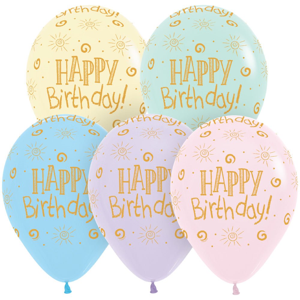 Birthday Latex Balloons 11 Inch Sempertex Pastel Gold