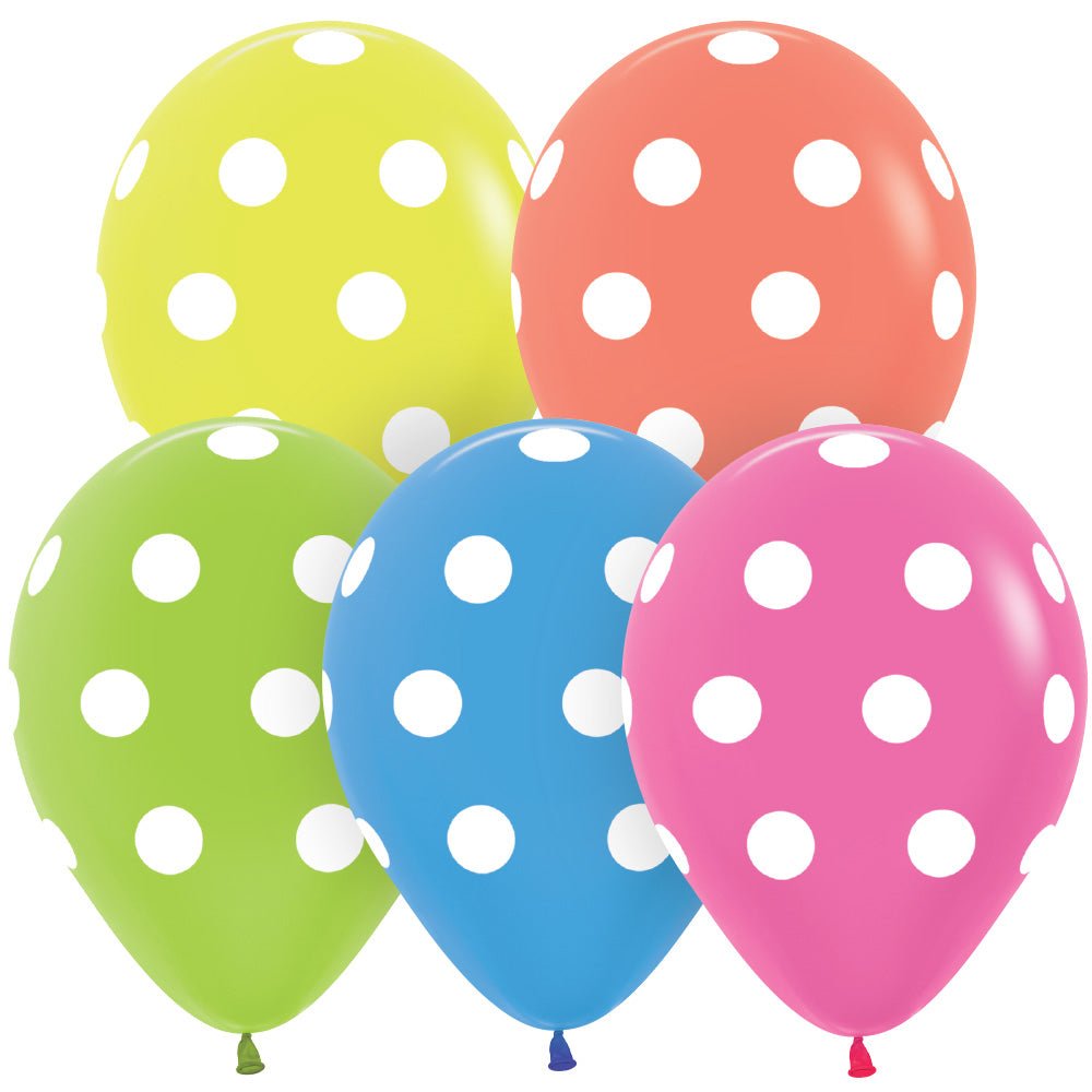 Latex Balloons Polka Dots Neon