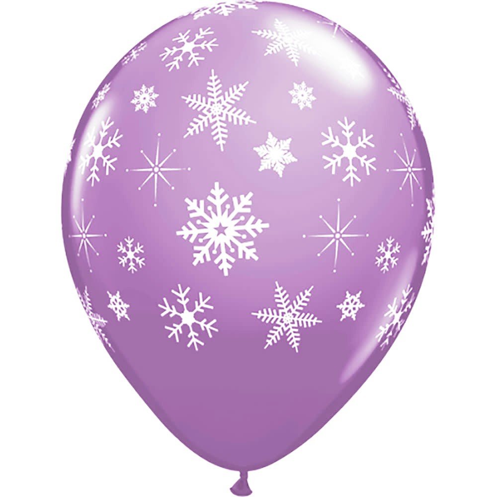 Printed Latex Balloons 11 Inch Snowflakes-A-Round Spring Lilac