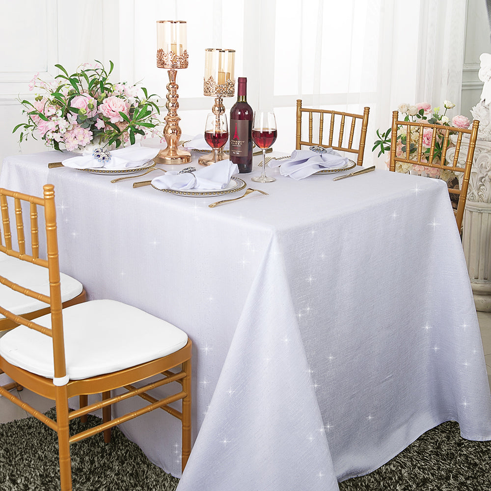 Sequin Paillette Poly Flax Rectangular Tablecloth Seamless