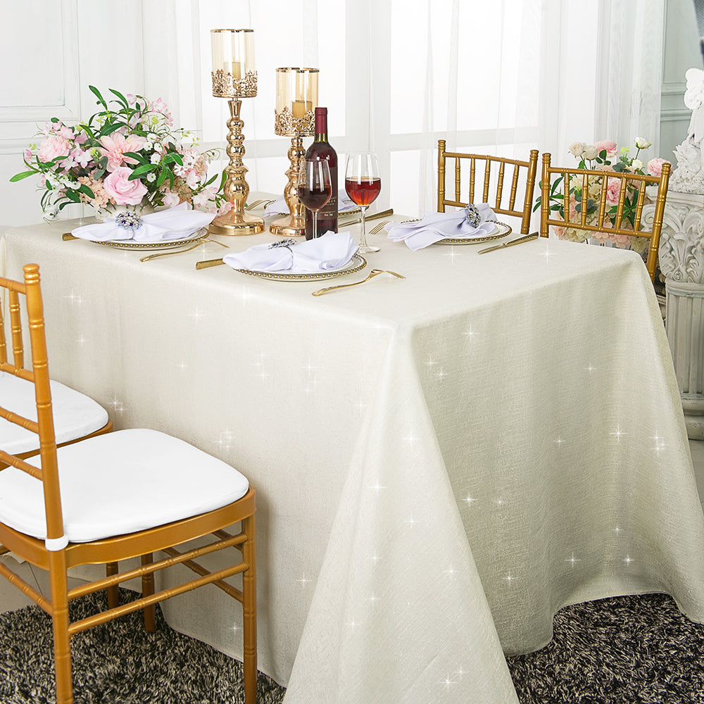 Rectangular Sequin Tablecloth 90x156 Ivory
