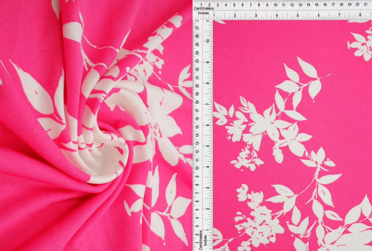 Pink Floral, DTY Fabric, Brushed Knit, Stretch Fabric, Soft Texture, Polyester Blend, Spandex Knit, Fashion Sewing, Medium Weight, Yard Cut, Fabric & Sewing Shop, Fabrics, Apparel Fabric, Fashion, Knits, Kint.Fabricselection