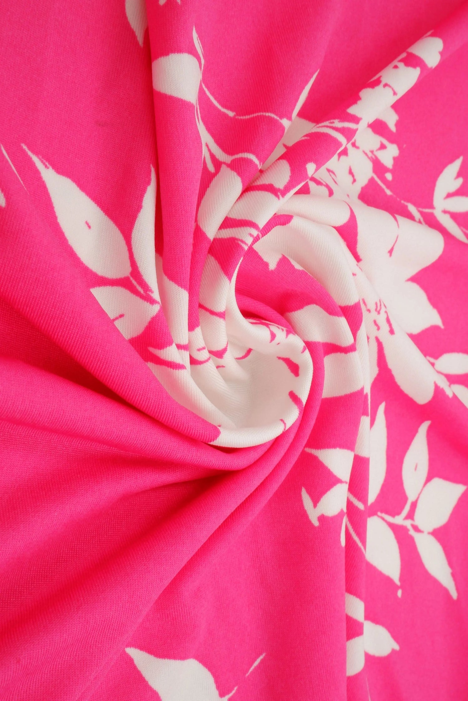1 Yard Hot Pink Floral DTY Brushed Knit Fabric Soft Stretch 58 Inches Wide