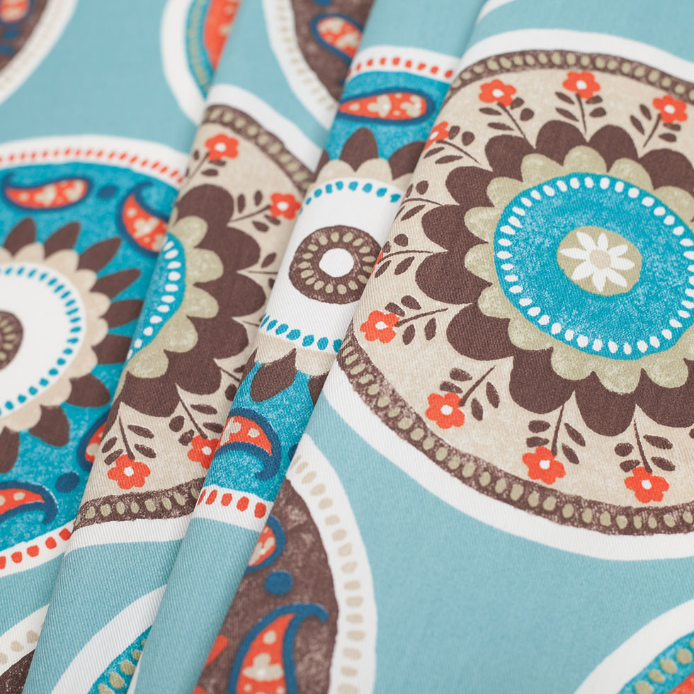 Spanish Blue Medallion Cotton-Polyester Print
