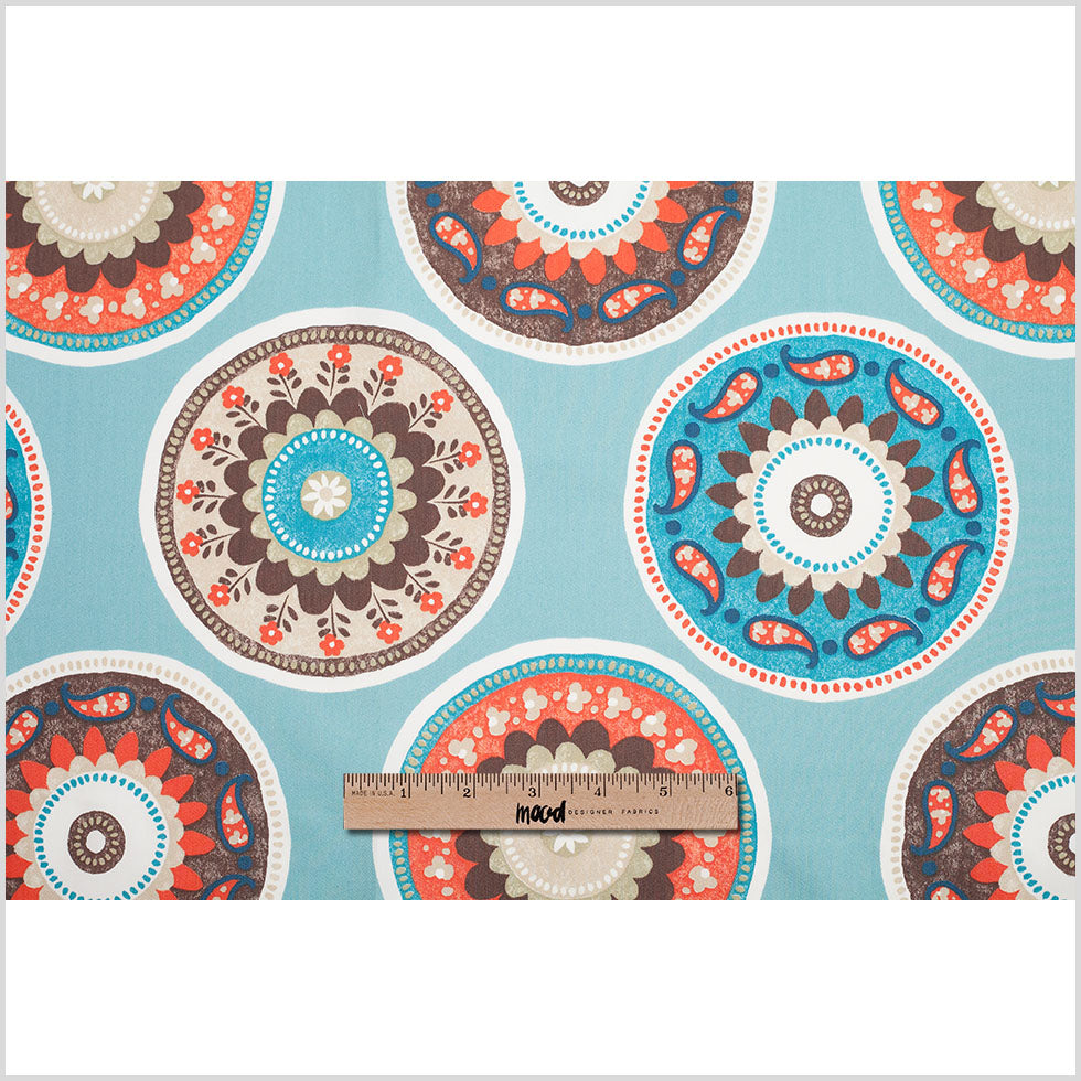 Spanish Blue Medallion Cotton-Polyester Print