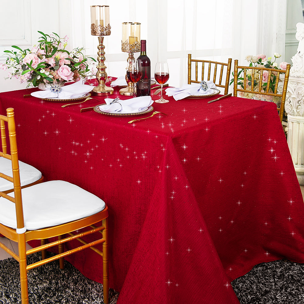 Rectangular Sequin Tablecloth 90x132 Apple Red