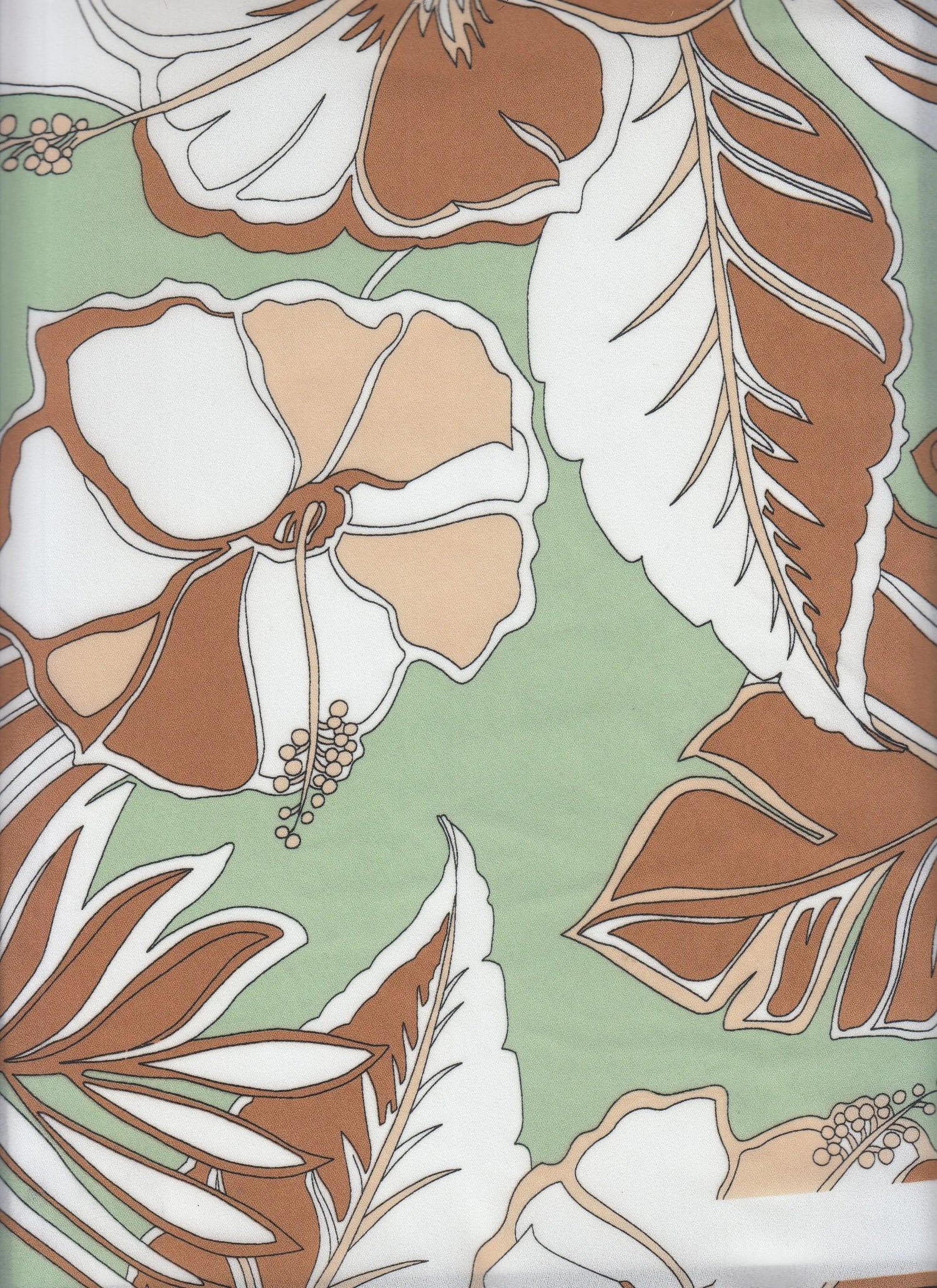 Wool Dobby Tropical Leaf Print Fabric 1 Yard Soft Lightweight 57/58" Wide