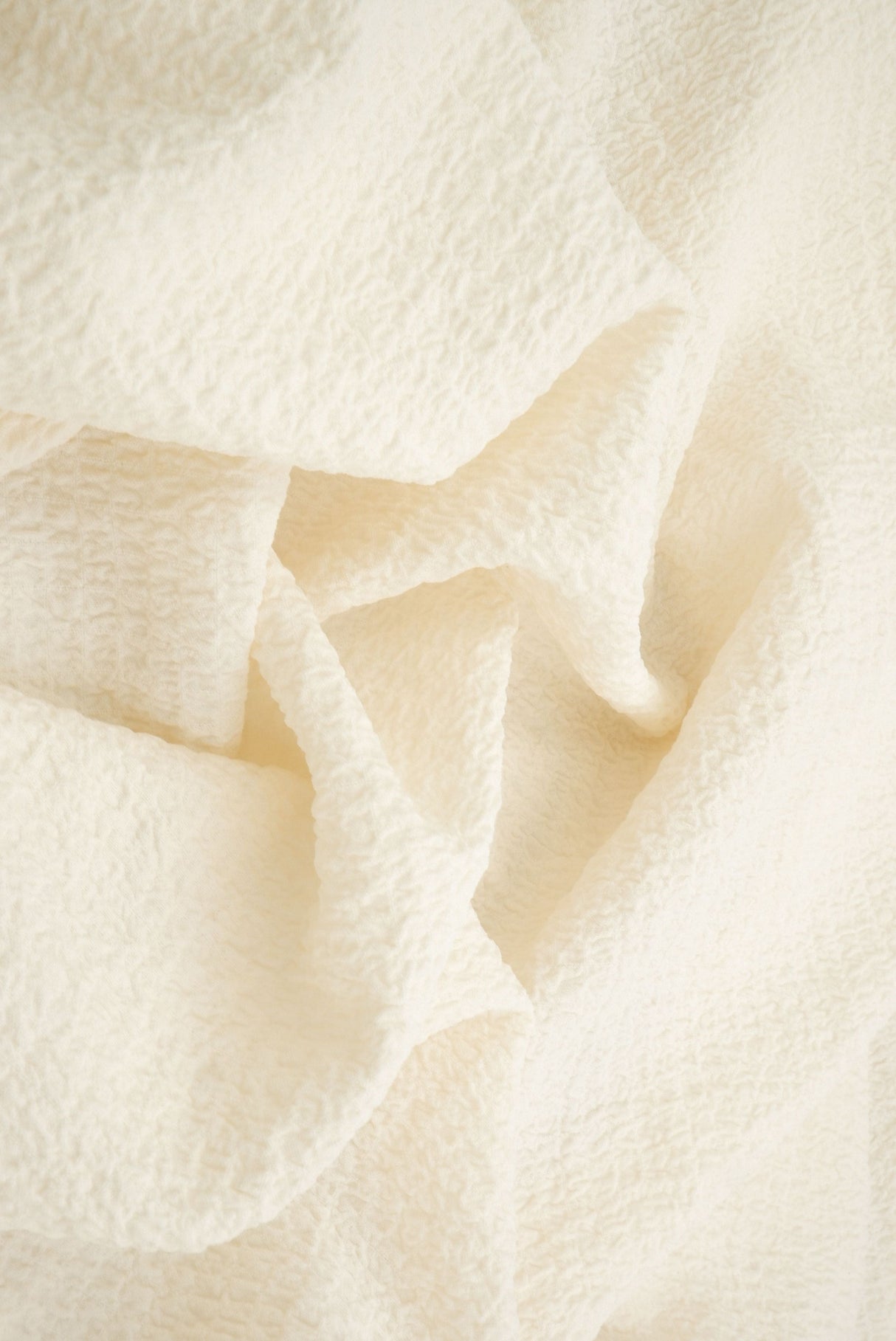 Crinkle Check Textured Woven Fabric Whisper White