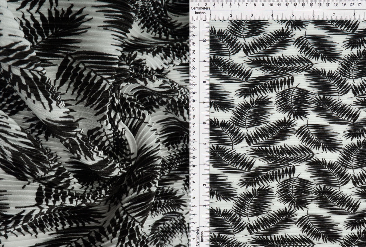 Pleated Tropical Leaf Interlock Knit