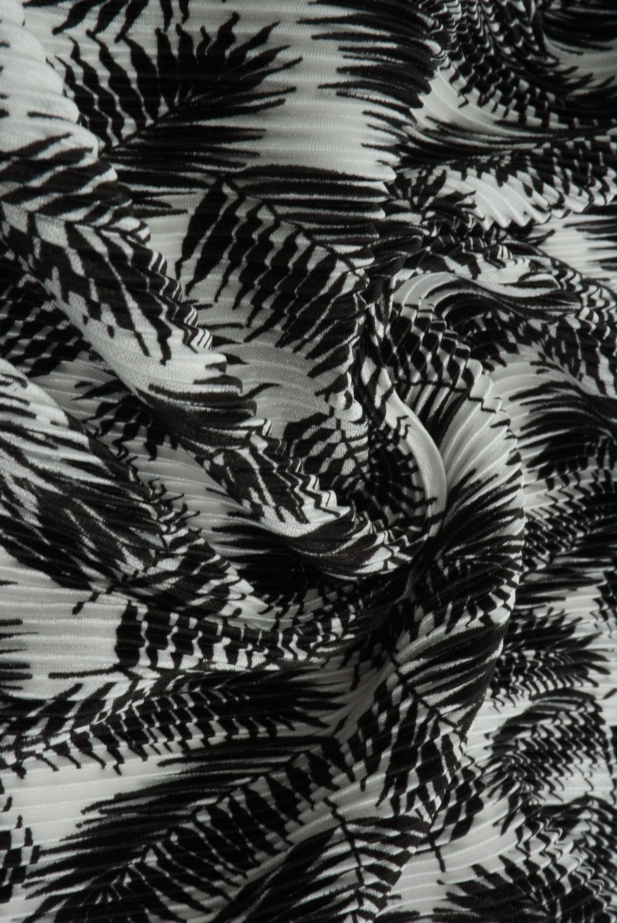 Pleated Tropical Leaf Interlock Knit