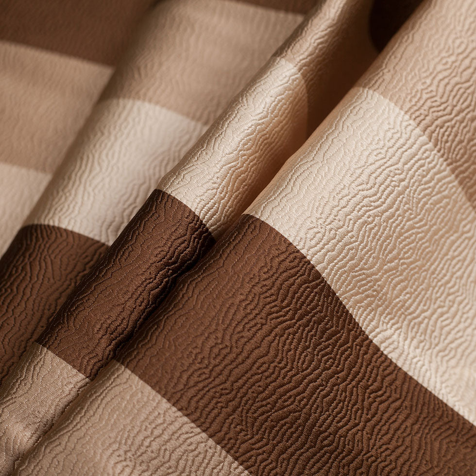 Brown Striped Polyester Brocade