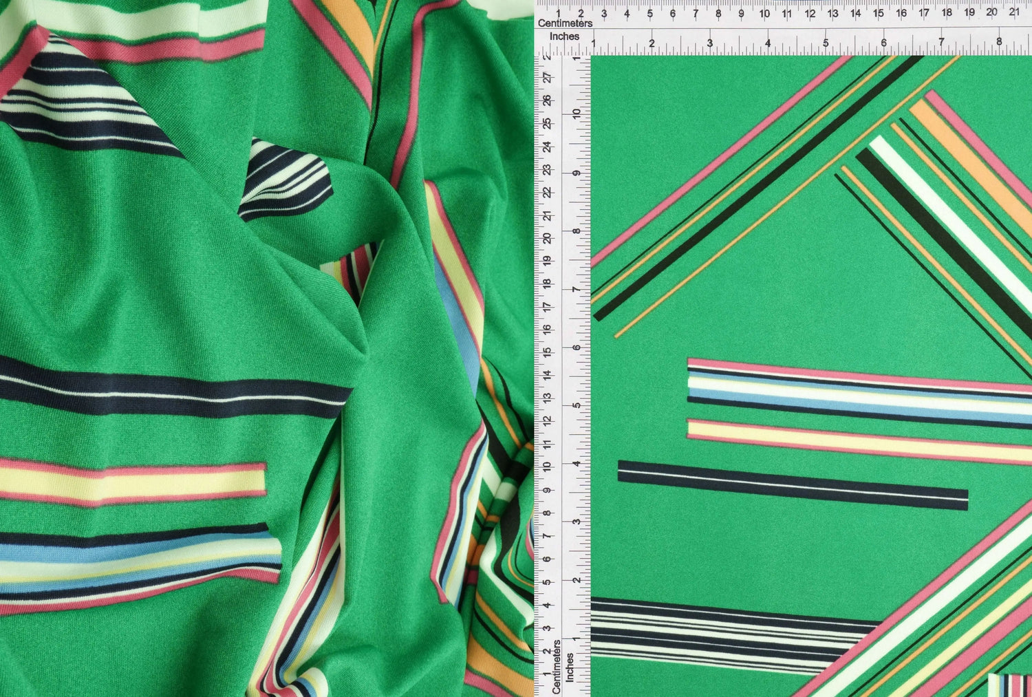 DTY Multi Stripe Geo Print Fabric 1 Yard Soft Stretch Lightweight Drape 58/59" Wide