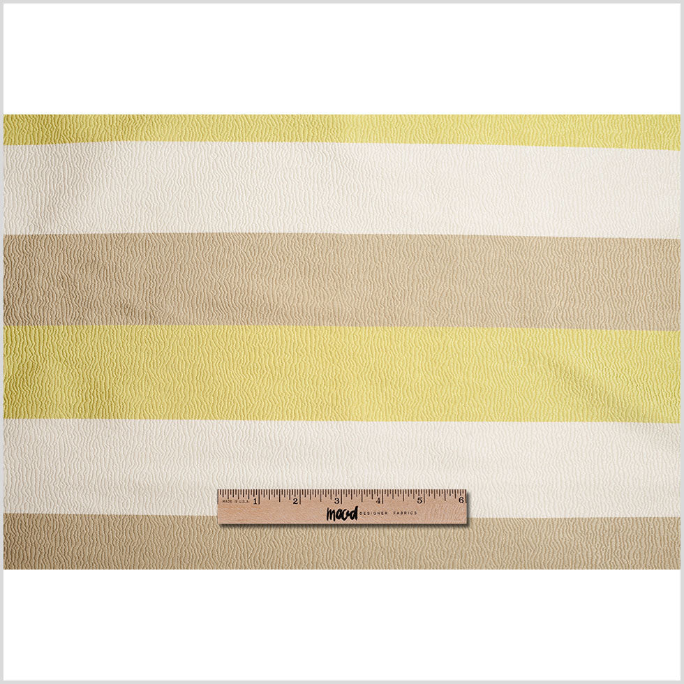 Lime Striped Polyester Brocade