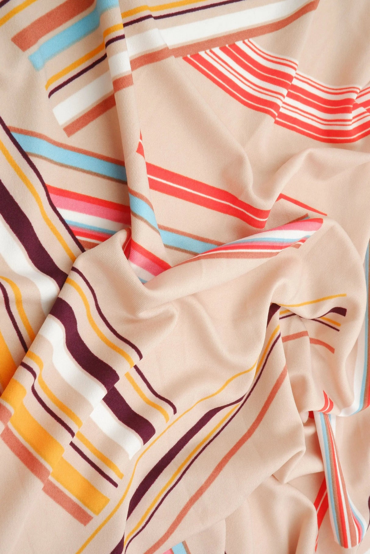 DTY Multi Stripe Geo Print Fabric 1 Yard Soft Stretch Lightweight Drape 58/59" Wide