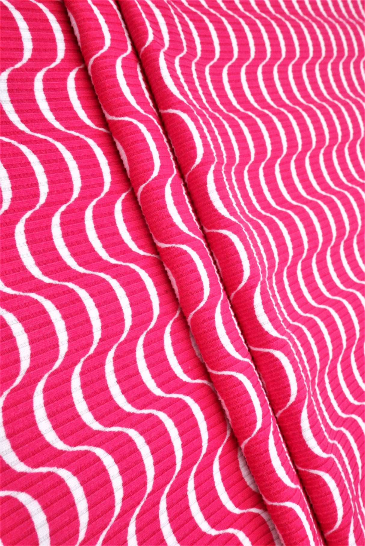 Abstract Ribbed Stretch Knit Fabric