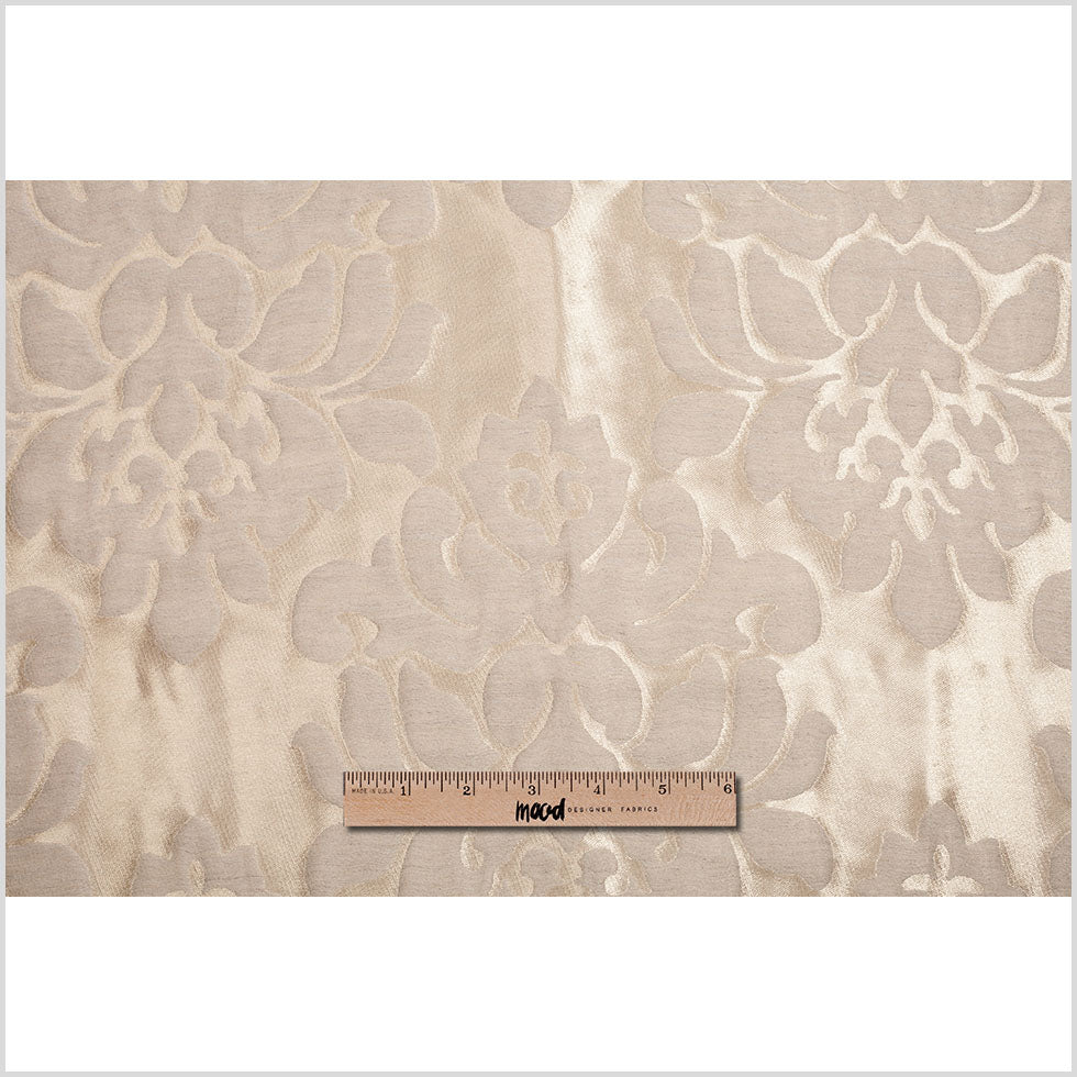 Metallic Gold/Beige Damask Polyester Brocade