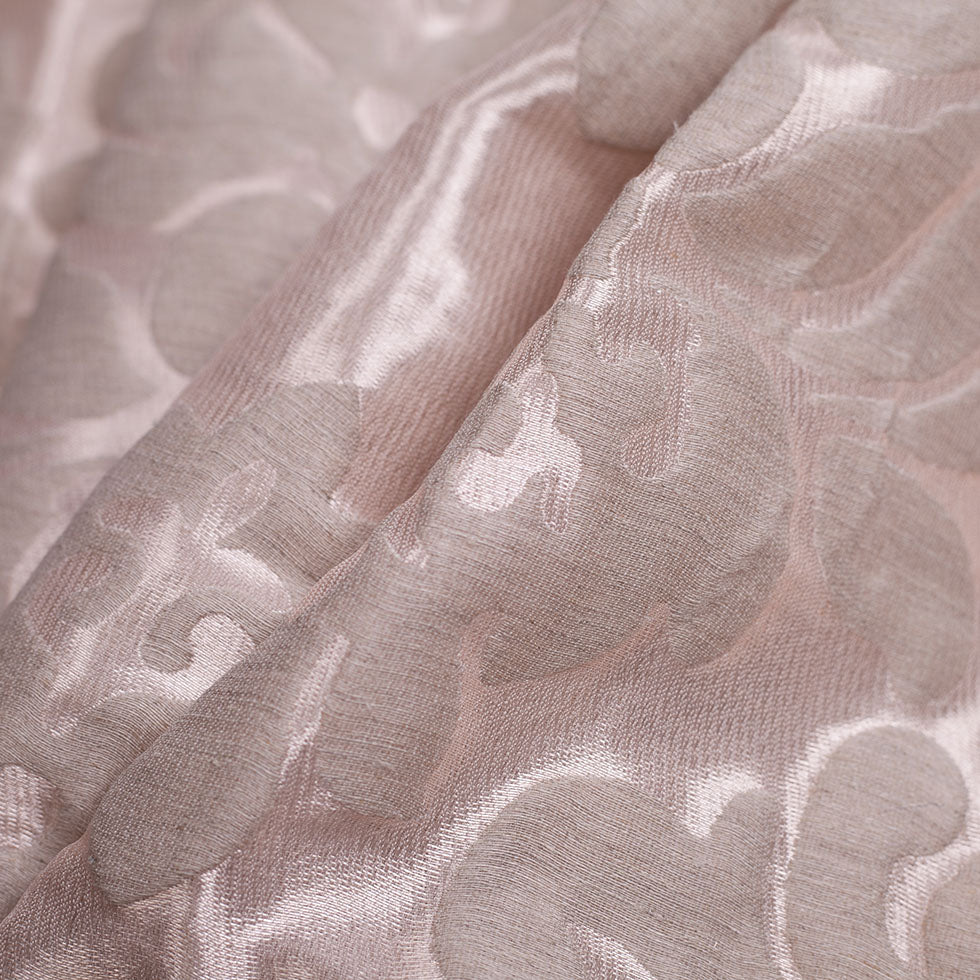 Metallic Pink/Beige Damask Polyester Brocade
