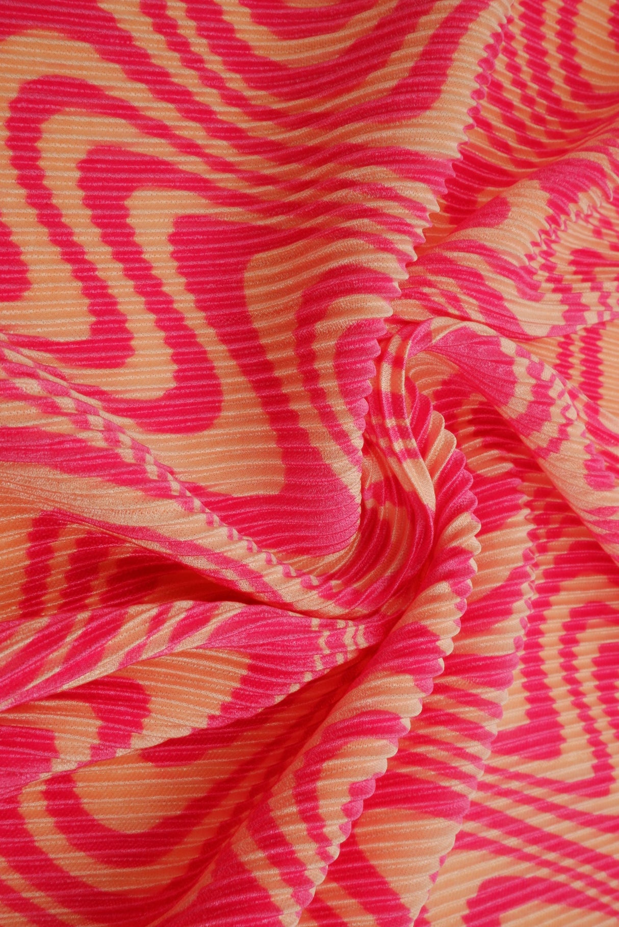 Abstract Geometric Pleated Interlock Fabric