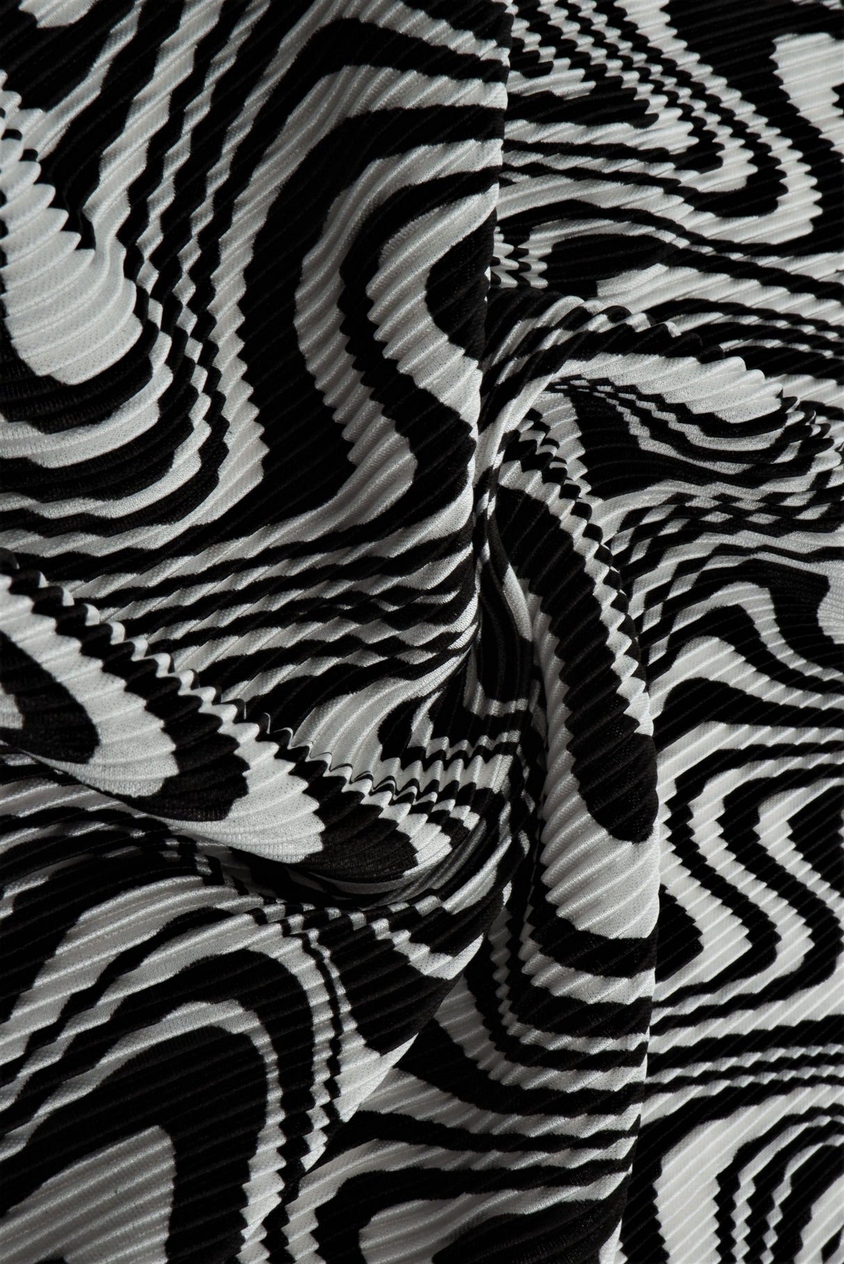Abstract Geometric Pleated Interlock Fabric