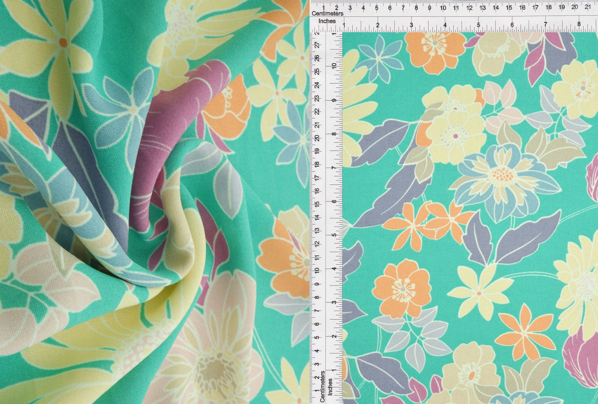 1 Yard Cey Flower Print Fabric, 58/59'' Wide 100% Polyester