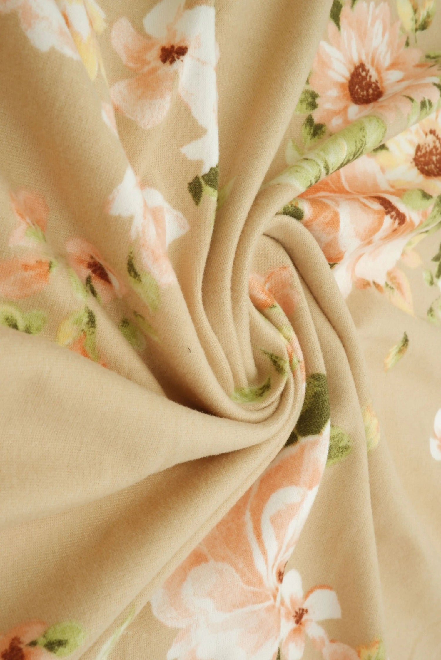 Elegant Floral Bloom Brushed DTY Knit Fabric Lightweight Stretch 58/60" Wide
