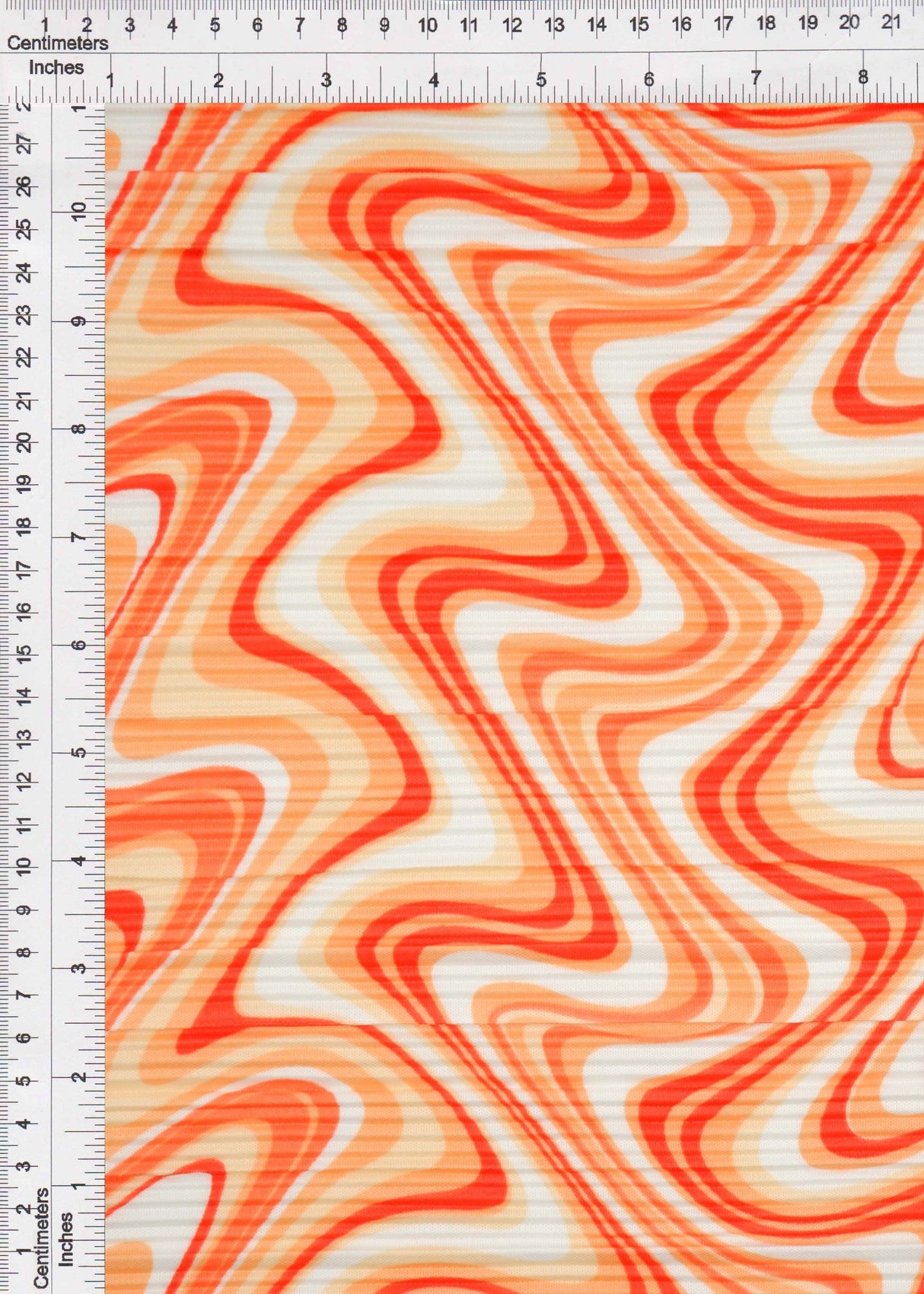 Pleated Geometric Wave Interlock Knit Fabric