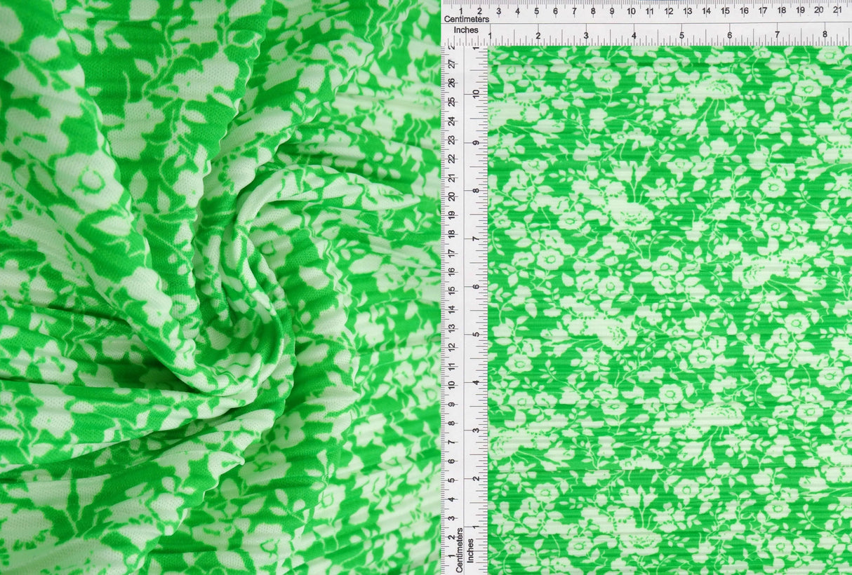 1 Yard Pleated Bodre Interlock Knit Fabric Ditsy Floral Print 57/58 Inches Wide