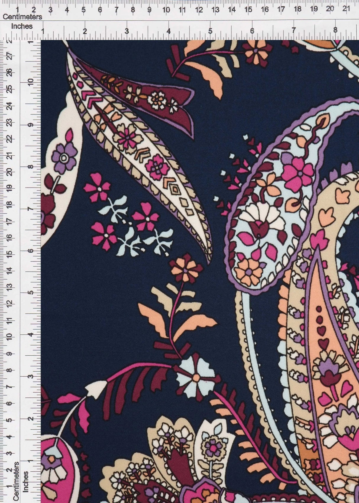 1 Yard Polyester Spandex DTY Brushed Knit Fabric Paisley Print Soft Stretch 58/60" Width