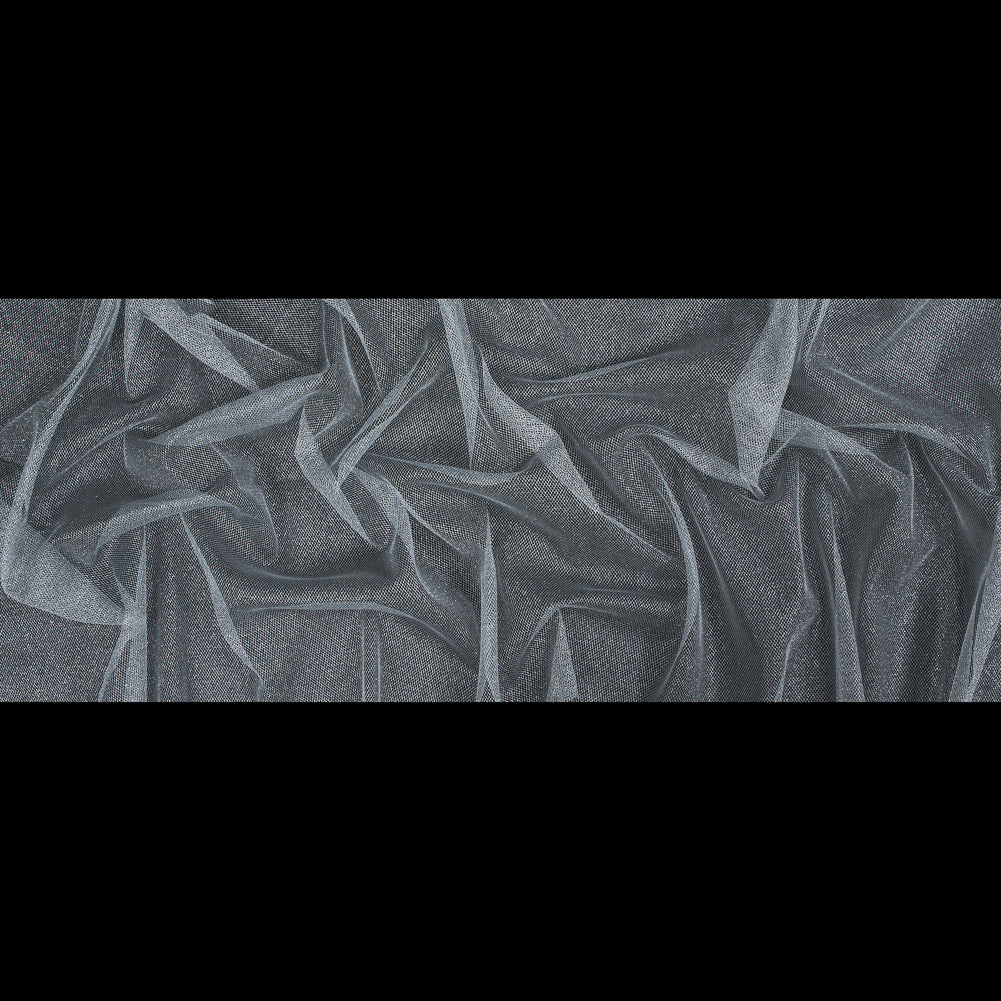 Metallic Tulle - Silver on White