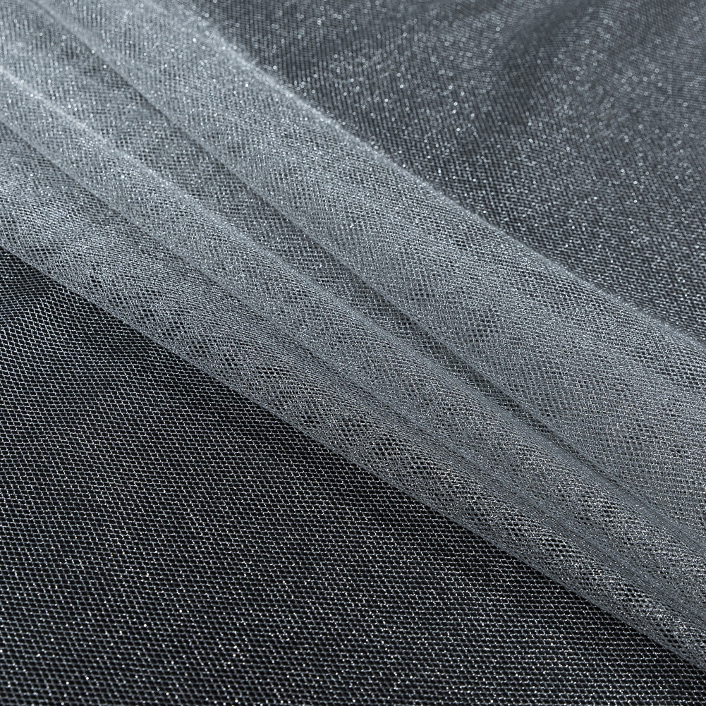 Metallic Tulle - Silver on White