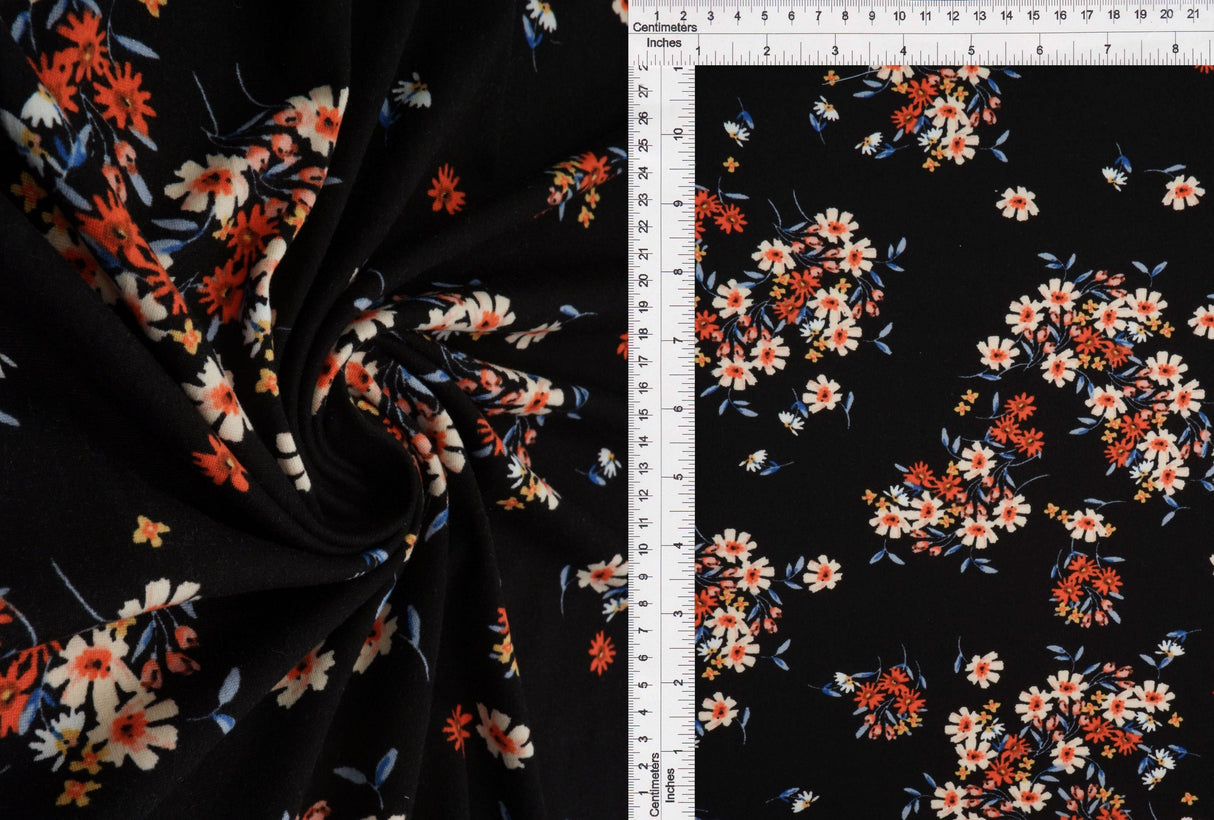 Brushed Floral Knit Black