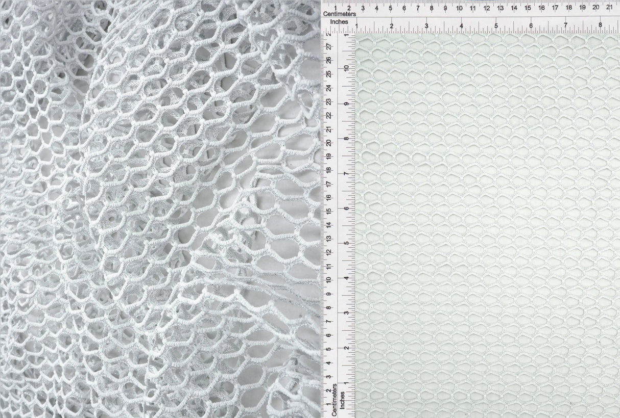 1 Yard Lurex Fishnet Mesh Fabric, 58/60? Wide Polyester Spandex Blend