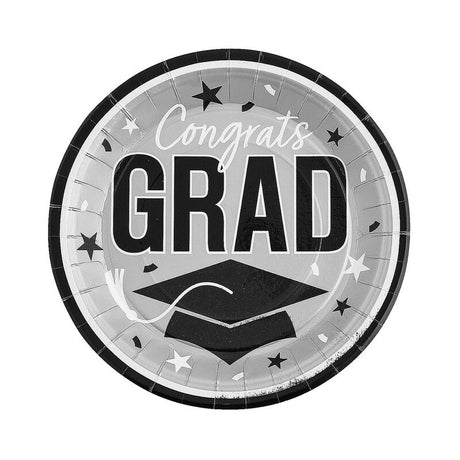 9" Graduation Party Congrats Grad Round Paper Dinner Plates 25 Count
