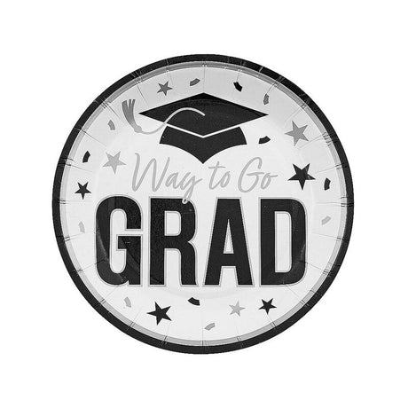 7 1/4" Purple "Way to Go Grad" Disposable Paper Dessert Plates 25 Count