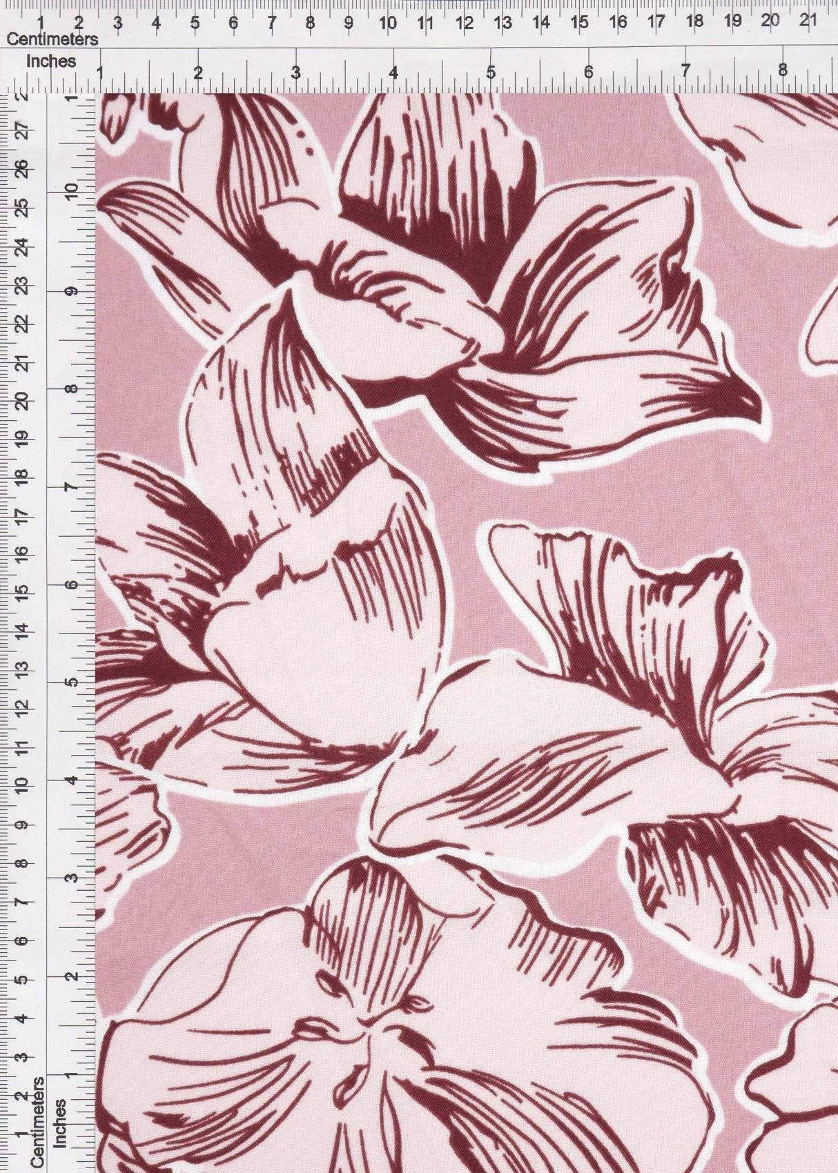 1 Yard Mauve Floral CEY Print Woven Fabric Lightweight Polyester 58/59 Inches Wide