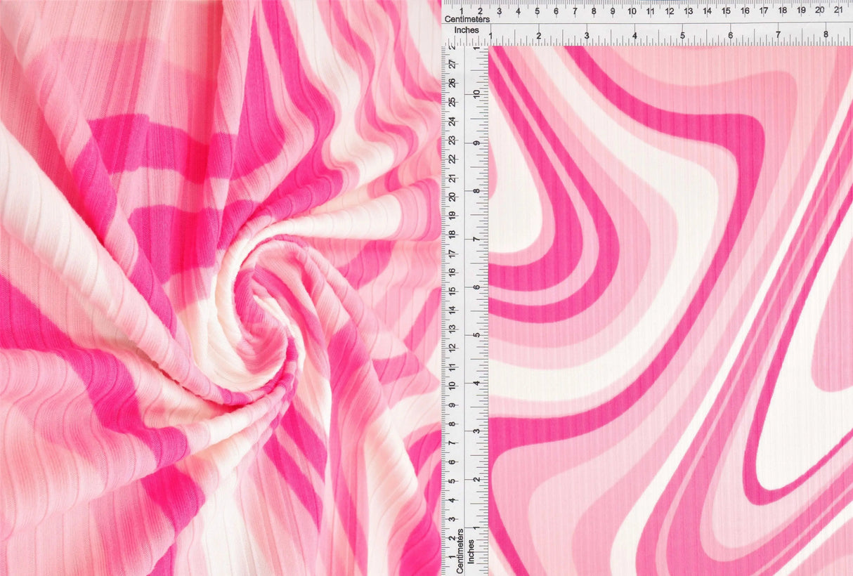1 Yard Yummy Rib Abstract Tie Dye Knit Fabric 170 GSM, 58/60? Wide Polyester Spandex Blend