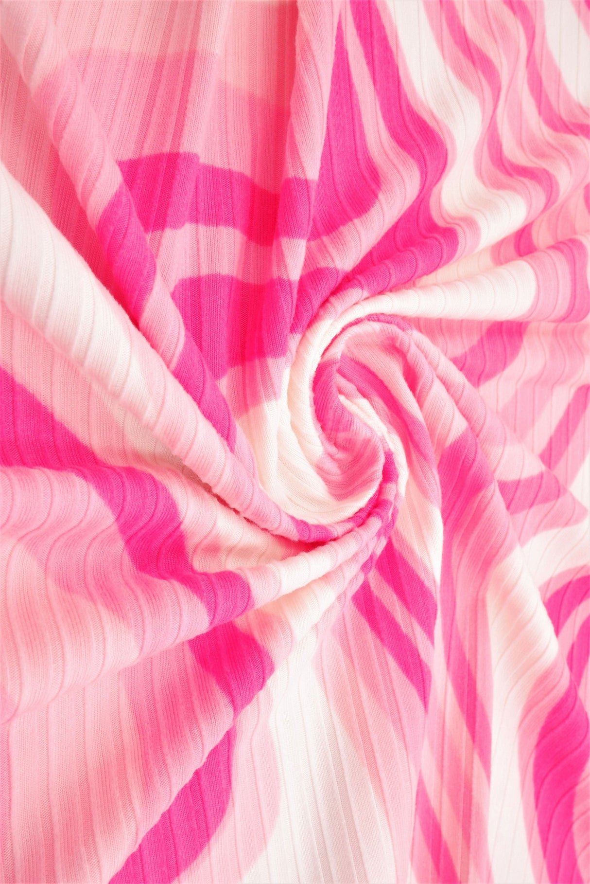 Abstract Tie-Dye Rib Knit Fabric