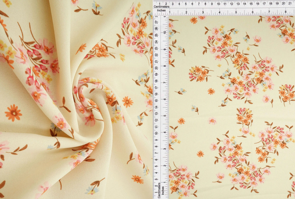 1 Yard CEY Floral Print Woven Fabric Lightweight Soft Drape 58/59" Wide