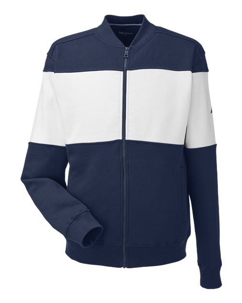 Nautica Unisex Anchor Fleece Colorblocked Bomber Jacket