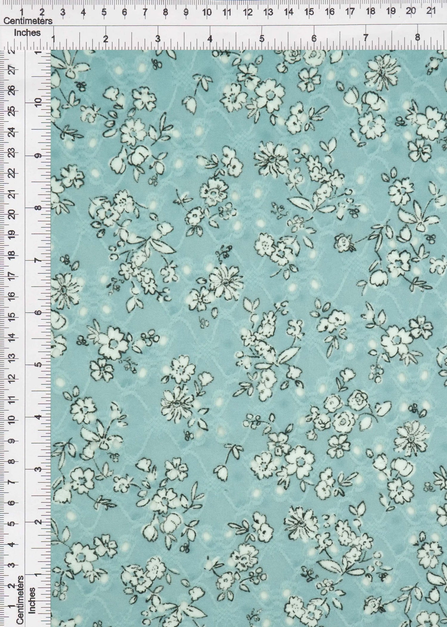 Jacquard Eyelet Floral Knit Fabric, DTY Stretch Polyester Spandex 58/60” Wide