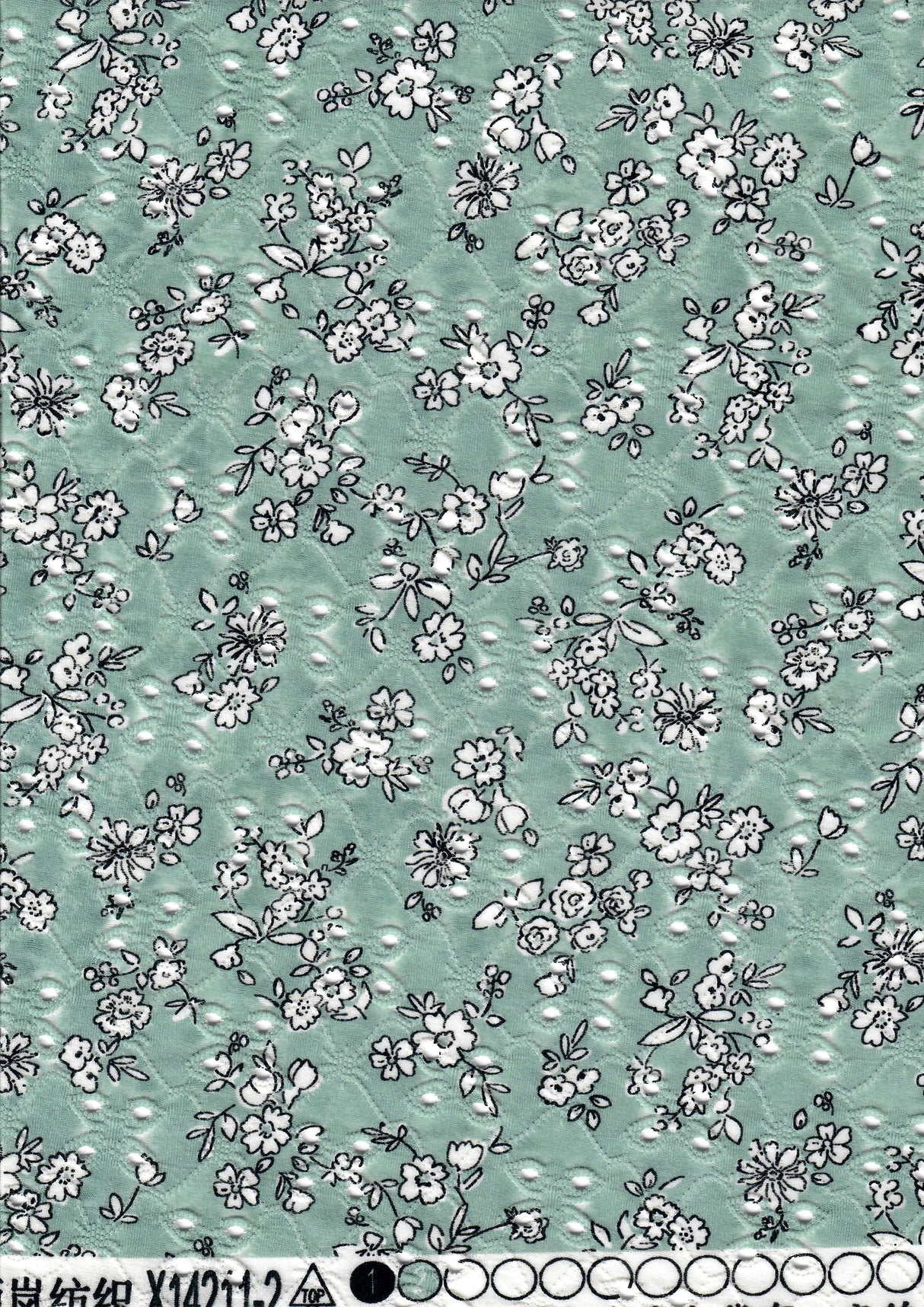 Jacquard Eyelet Floral Knit Stretch Fabric Sage