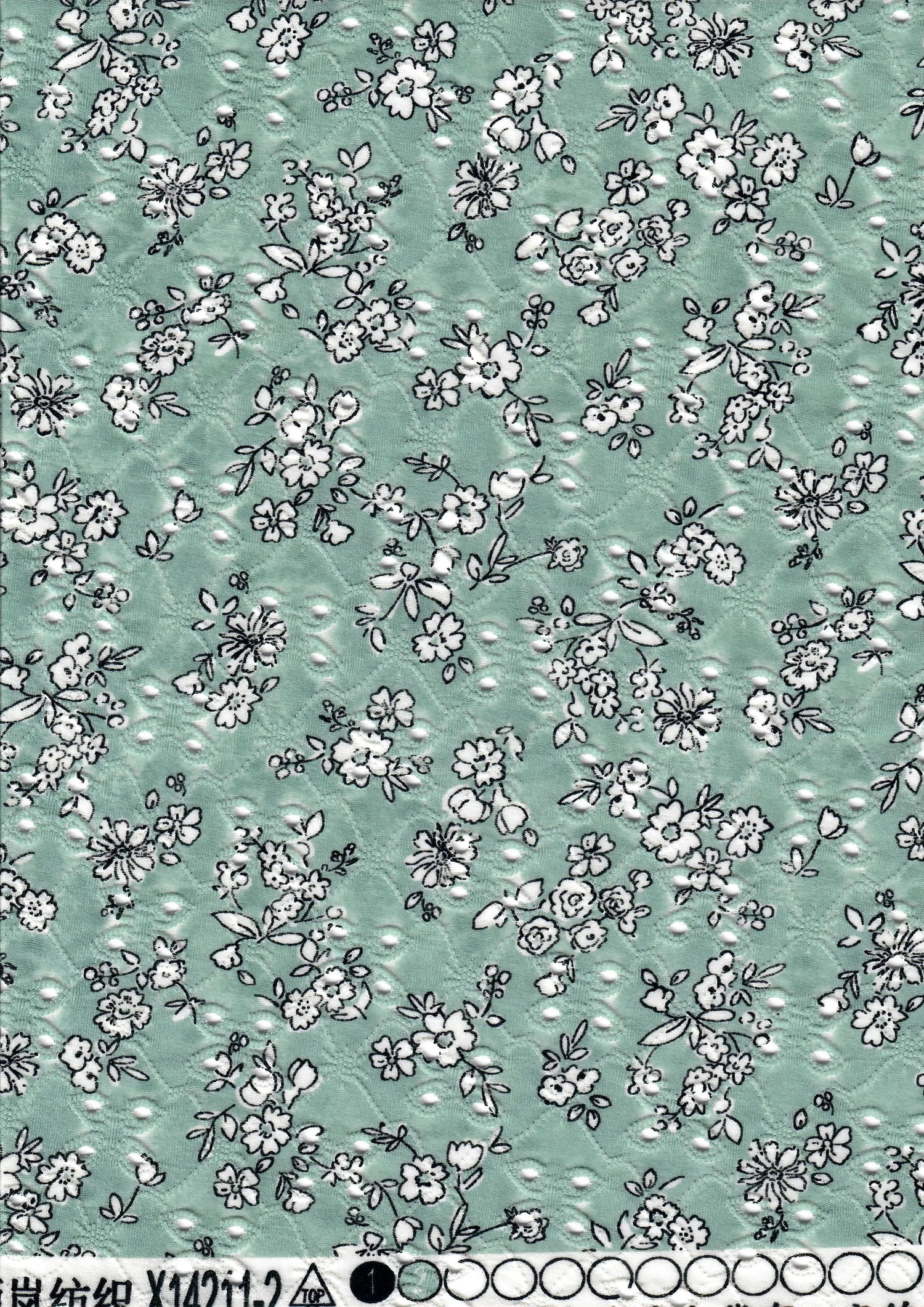 Jacquard Eyelet Floral Knit Fabric, DTY Stretch Polyester Spandex 58/60” Wide