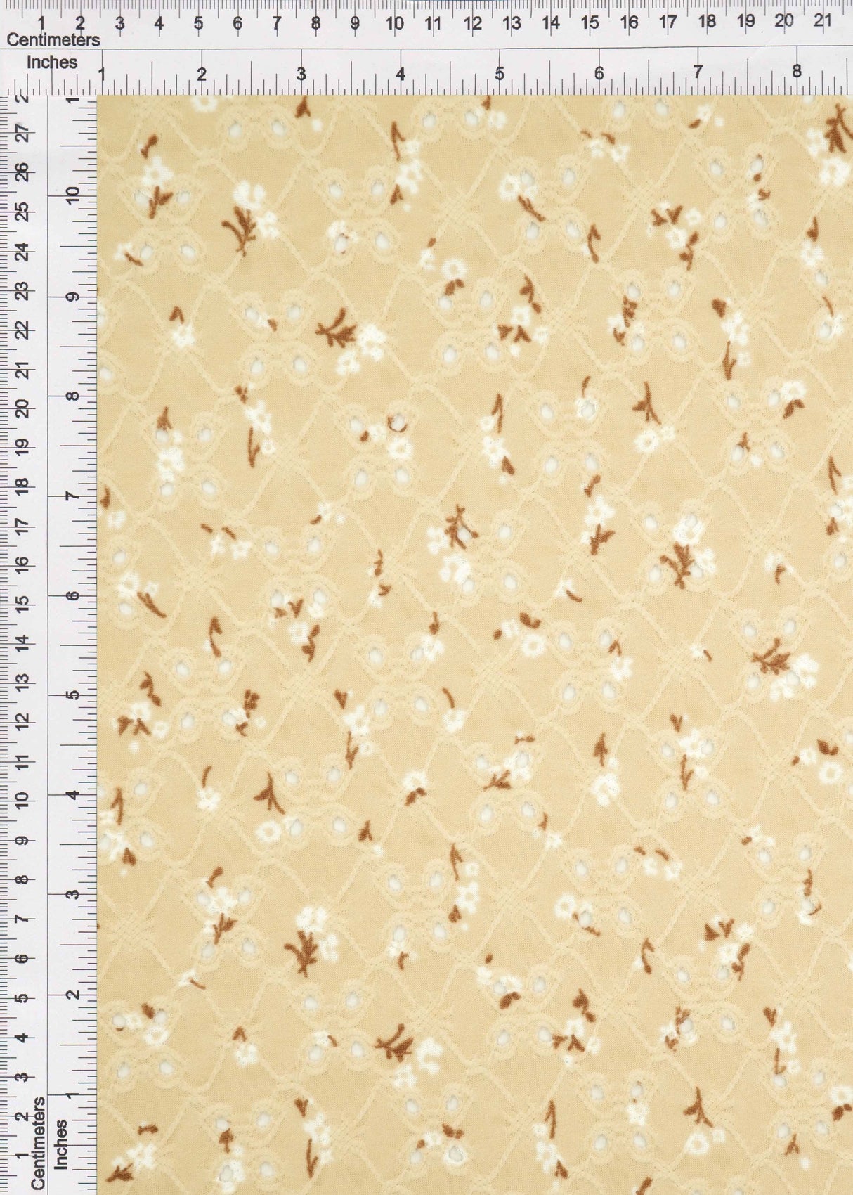 Jacquard Eyelet Ditsy Floral Knit Tan