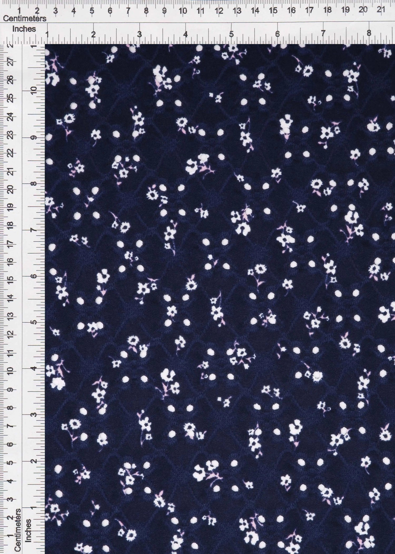 Eyelet Ditsy Floral Jacquard Knit Fabric DTY Stretch Polyester 58/60” Wide