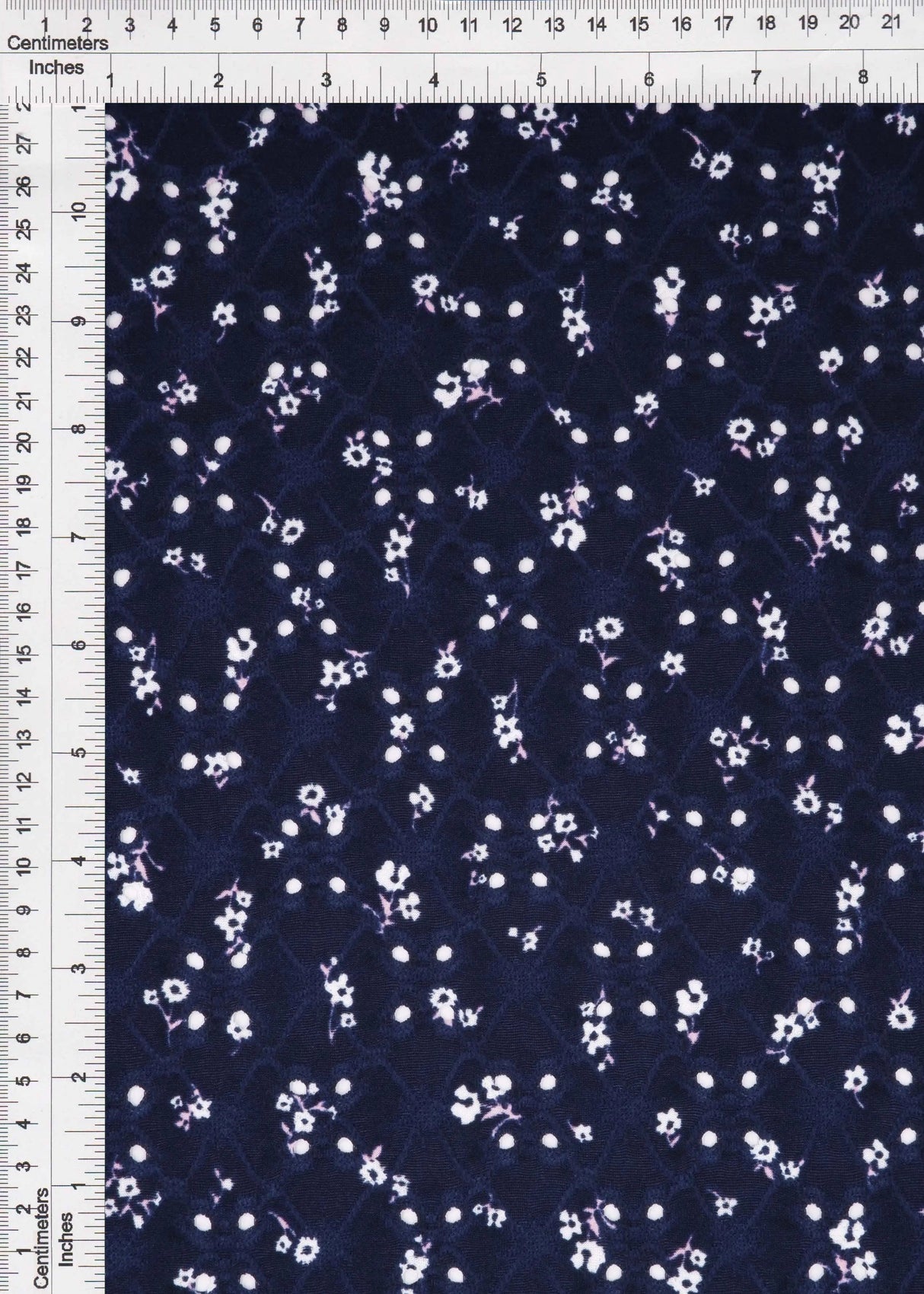 1 Yard Eyelet Ditsy Floral Jacquard Knit Fabric DTY Stretch Polyester 58/60” Wide
