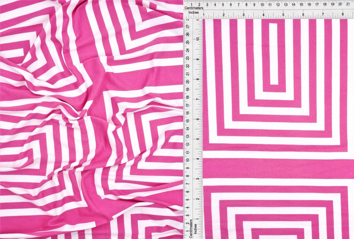 Retro Geometric Print Brushed DTY Knit Fabric 58/60" Wide