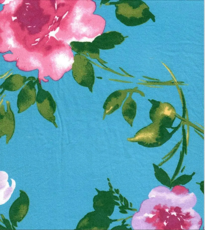 Watercolor Floral DTY Brushed Knit Fabric 1 Yard Soft Stretch Print 58/60" Wide
